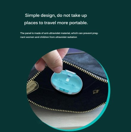 Shows Wall-Mounted UV Light Toothbrush Sanitizer Box portability being placed into a bag